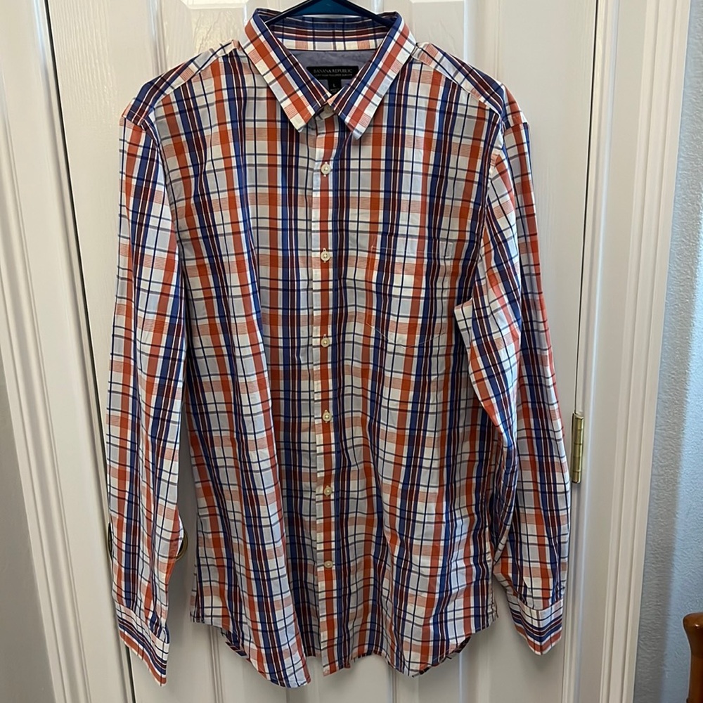 Banana Republic Soft Wash Tailored Slim Fit Button down Shirt Size Large
